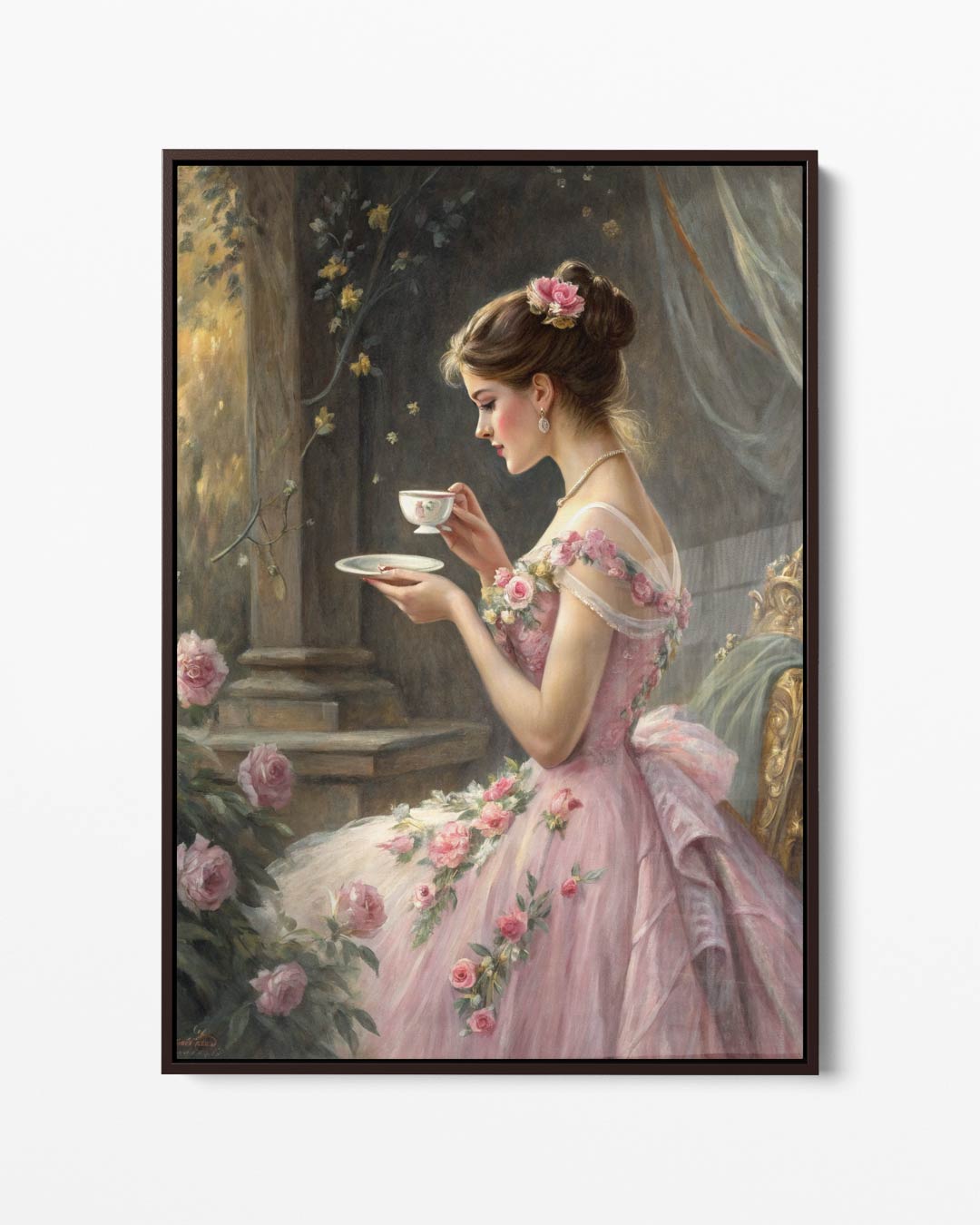 Dromerige Theetijd – portret kunstwerk als wanddecoratie