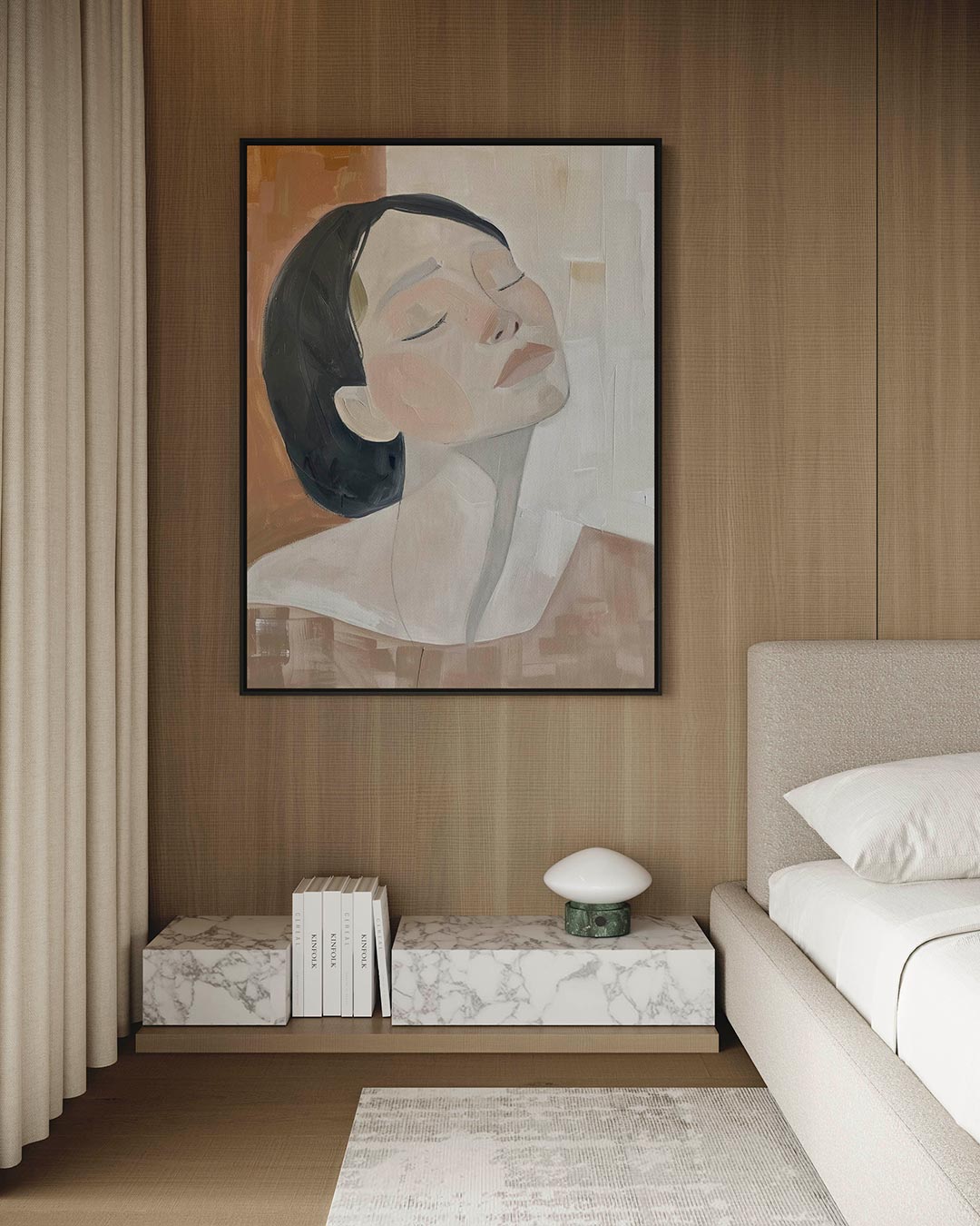Dromerige vrouw – kunstwerk op canvas, dibond of plexiglas