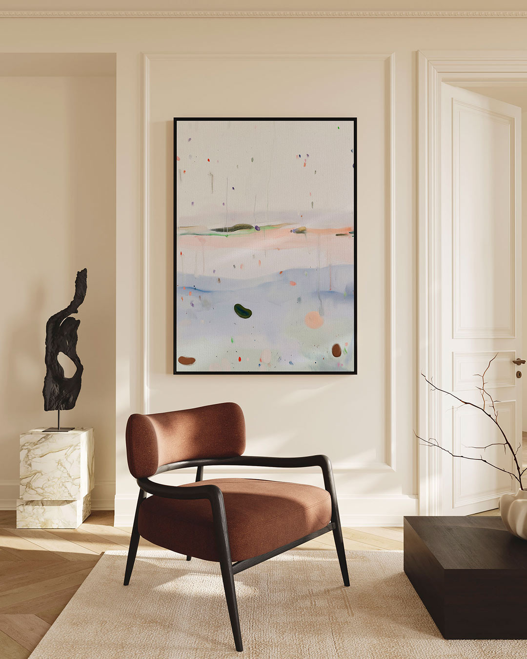 Vloeiende kleurencompositie – staand wanddecoratie kunstwerk