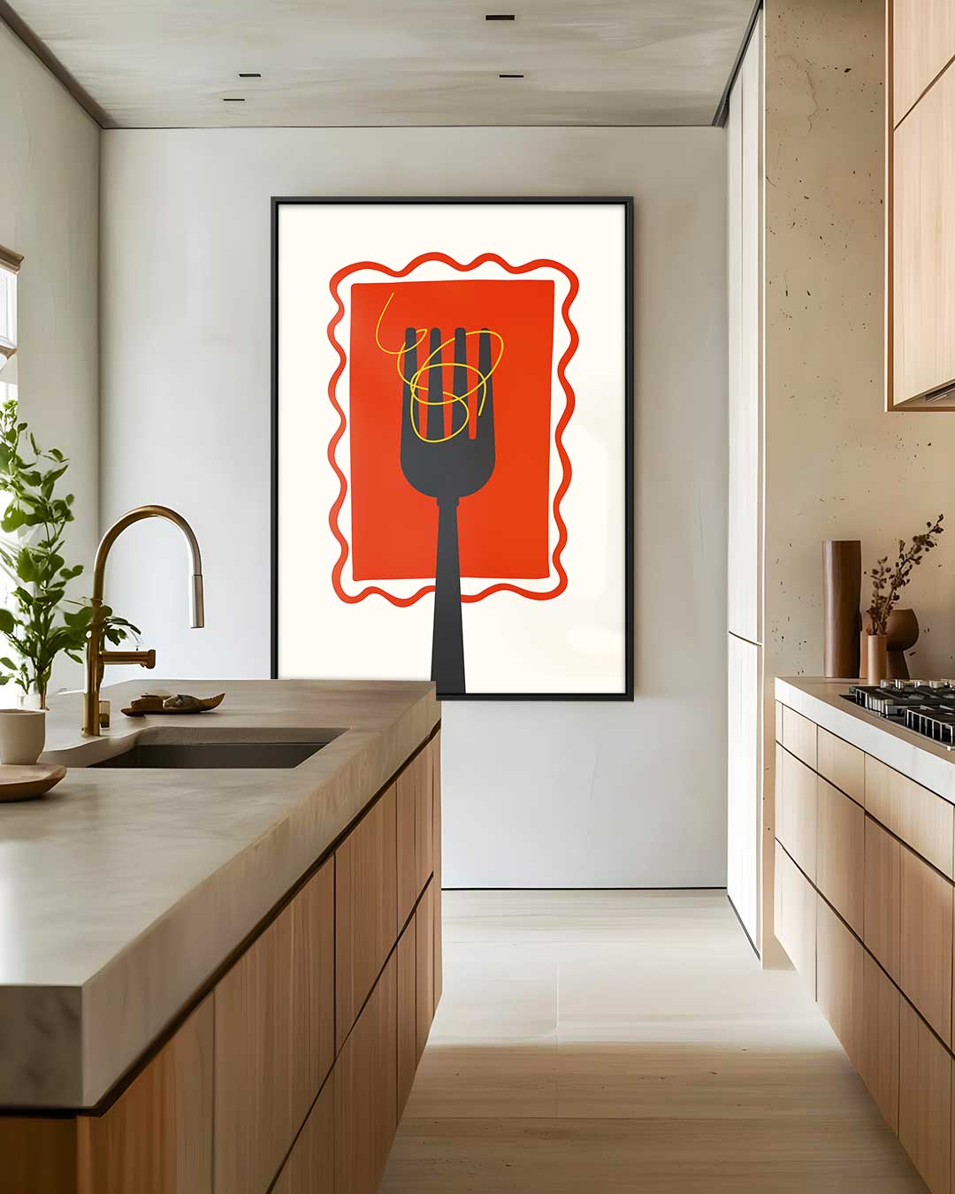 Pasta Fork Delight – dibond wanddecoratie in staand formaat