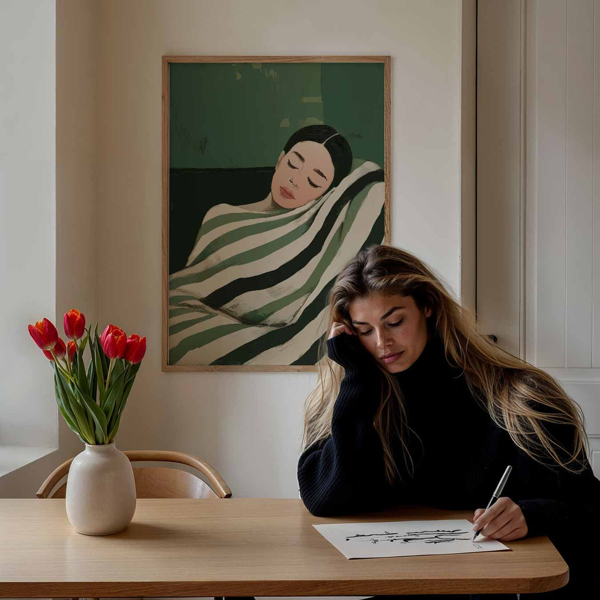 Dromerige Groen Getinte – staande muurposter met zomerse uitstraling