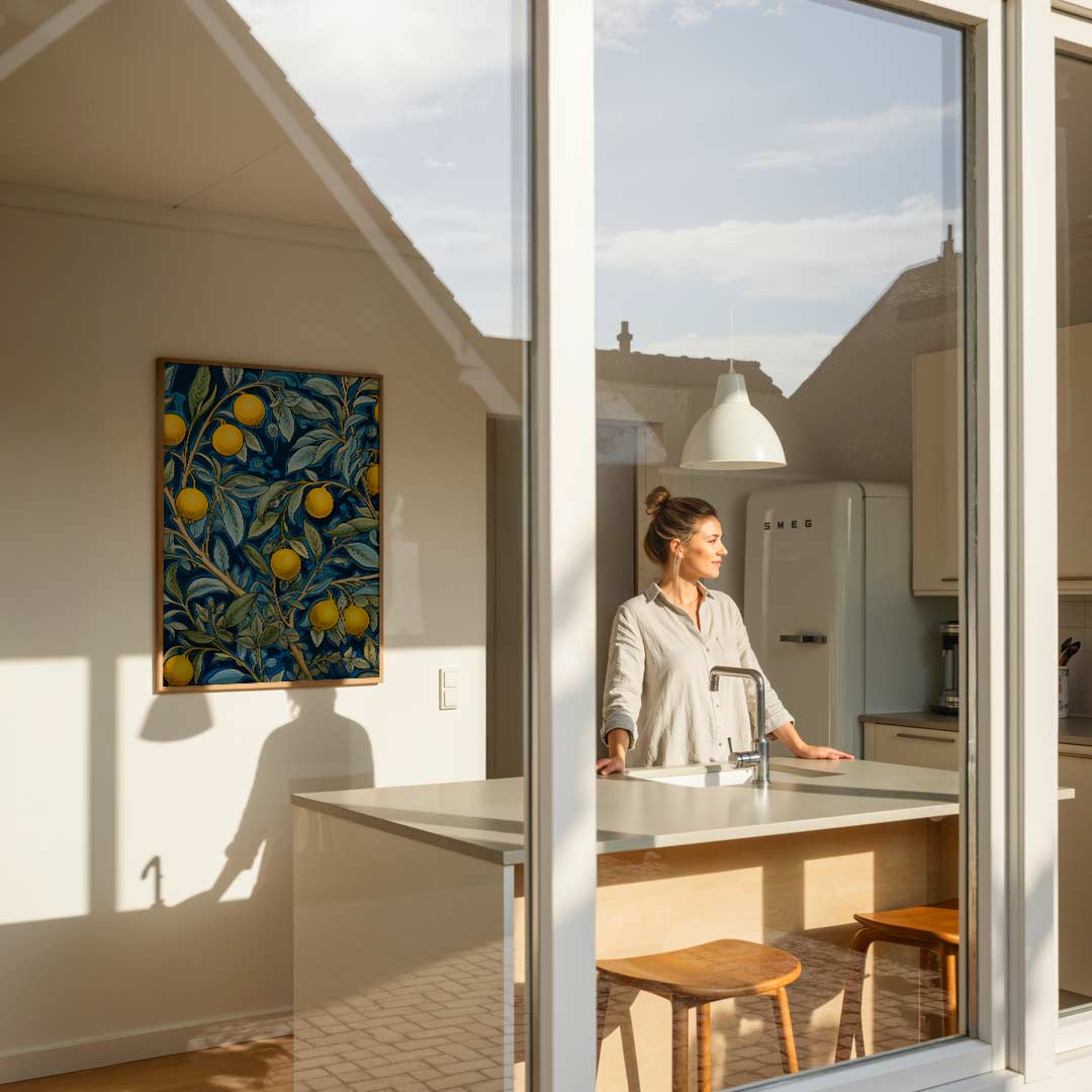 Frisse Citroenvibes Wanddecoratie – keukenposter in staand formaat