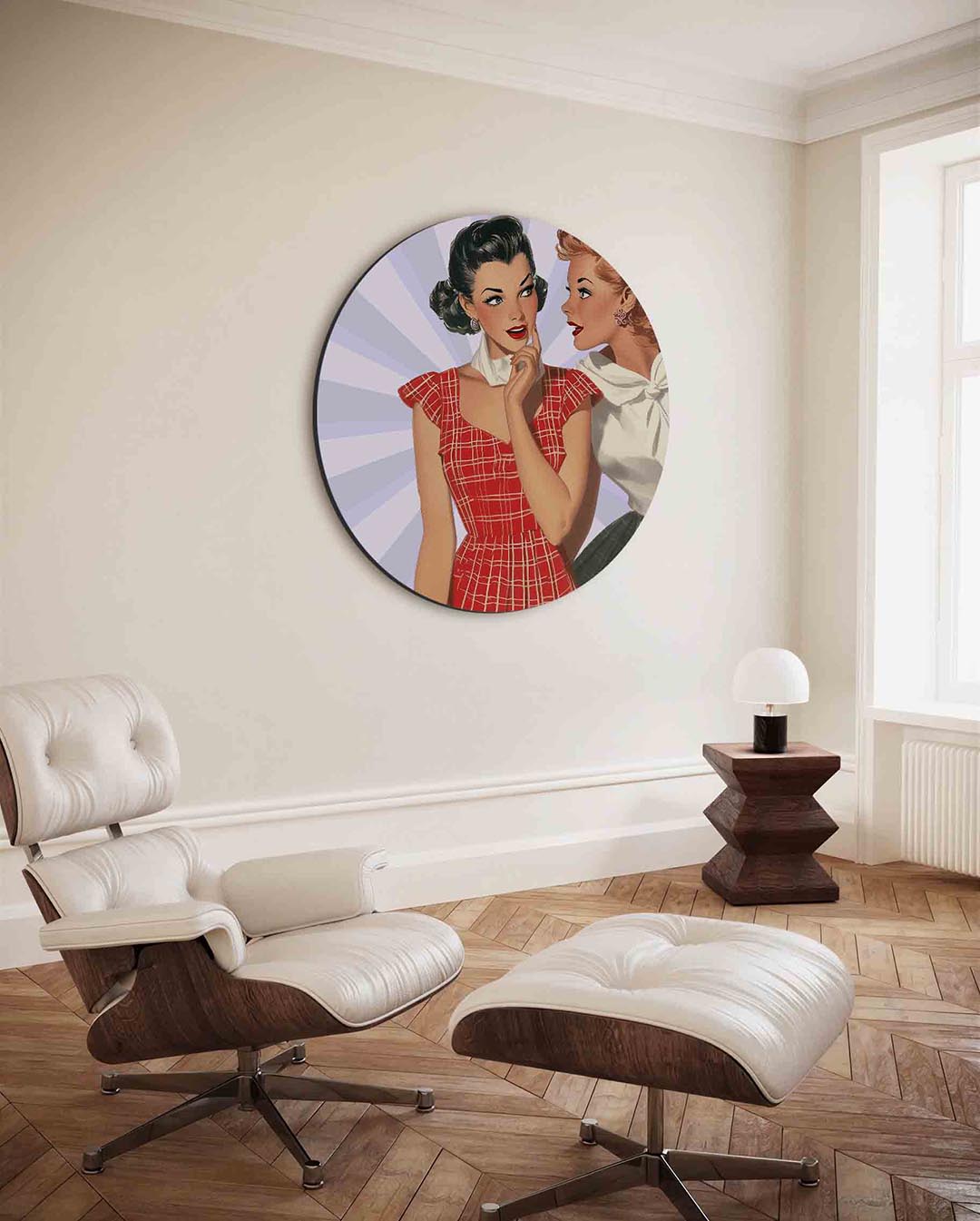 Vrouwen in retro stijl – ronde Pop Art wanddecoratie van WallArtistic