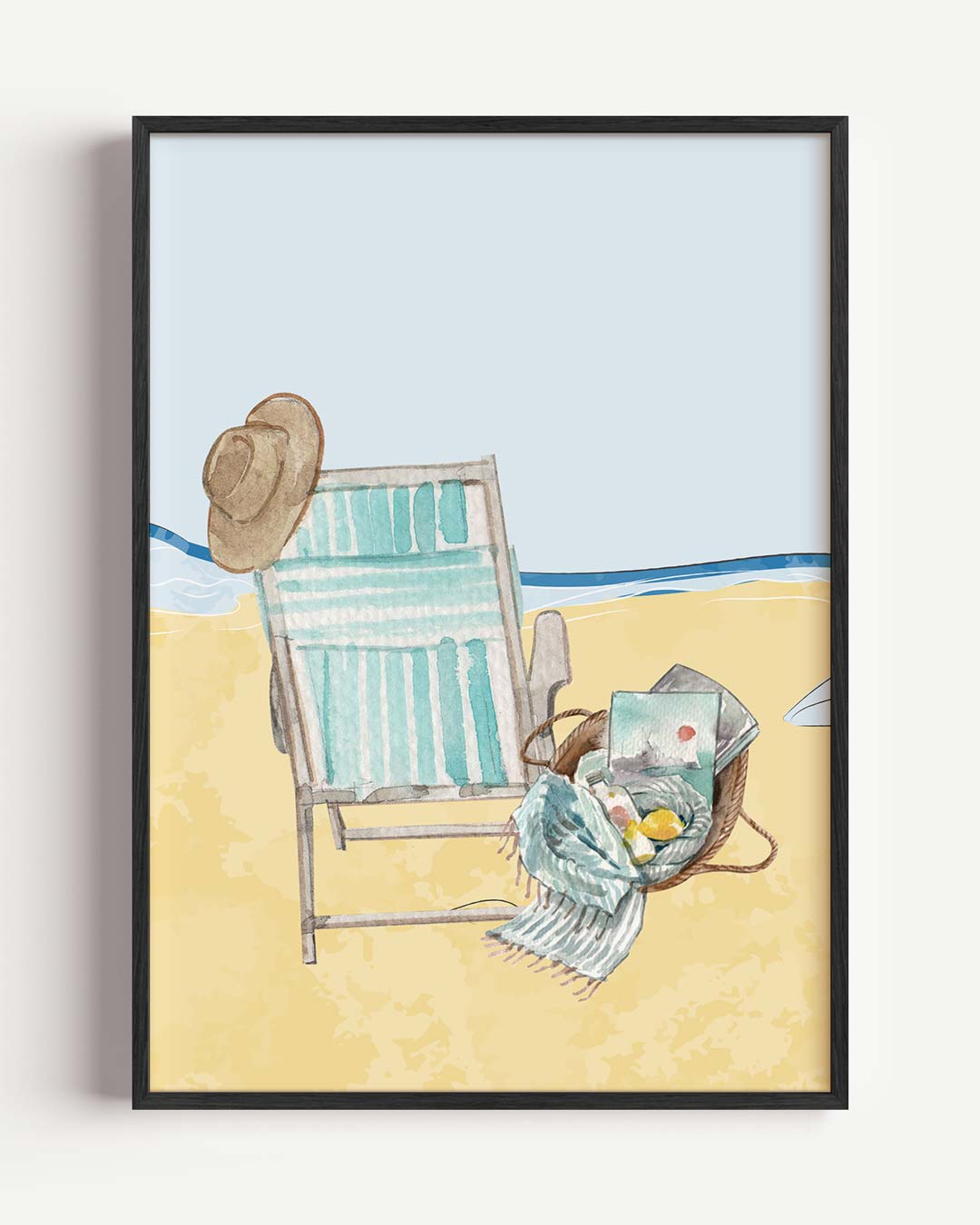 Strandstoel en Hoed – zeedieren portret poster als wanddecoratie