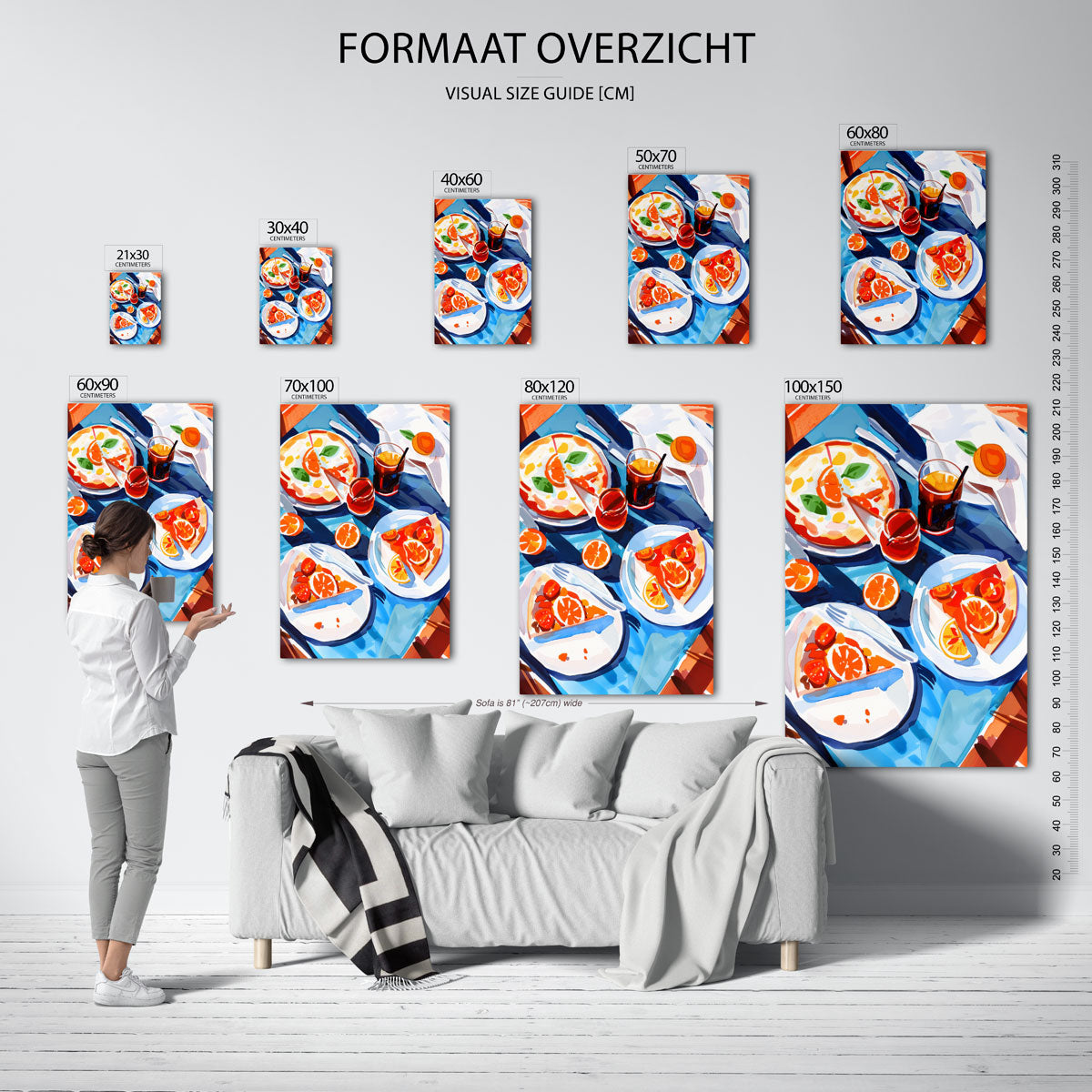 Pizza en drankjes – staande muurposter voor keuken of eethoek