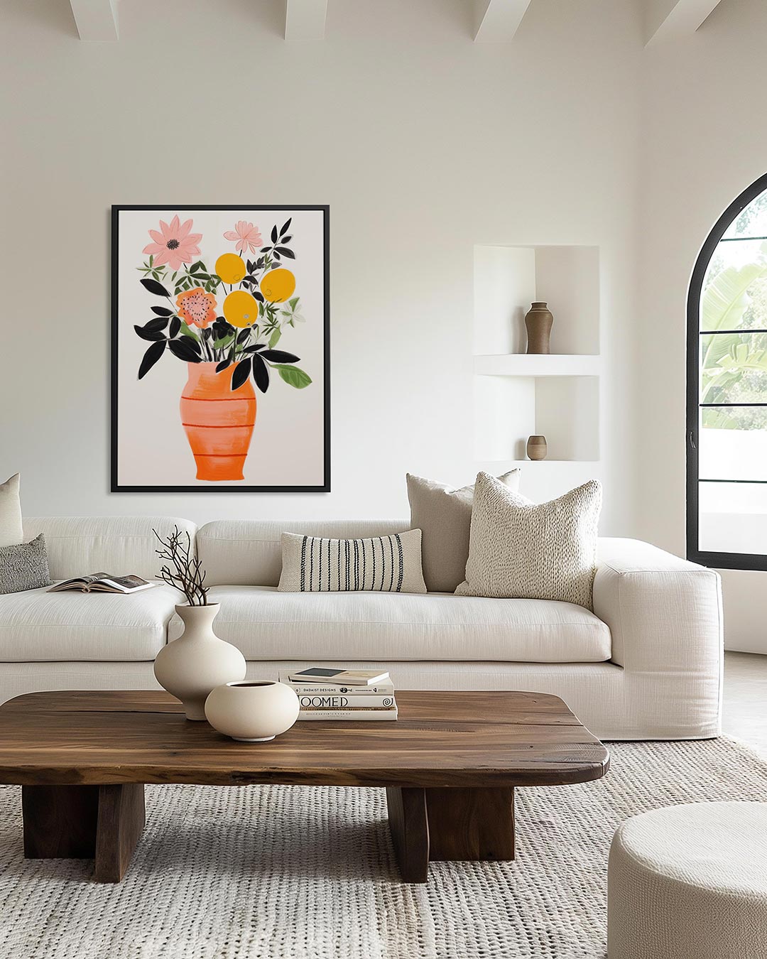 Bloemenvorm in vaas – moderne staande wandkunst