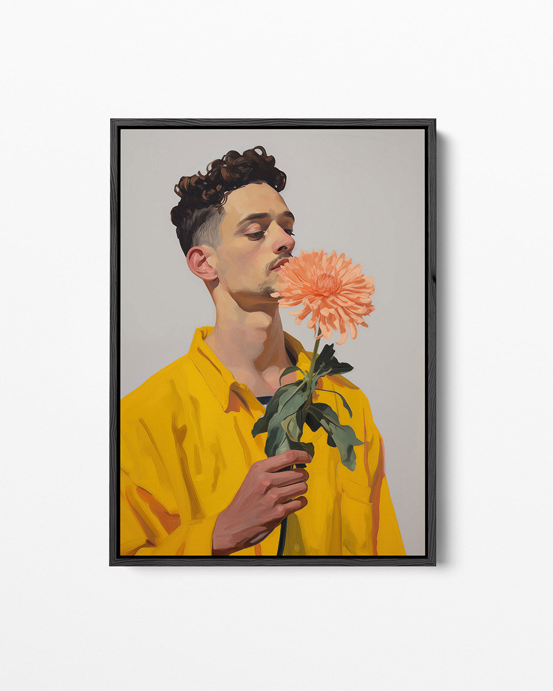 Bloem en gele jas – staand wanddecoratie kunstwerk