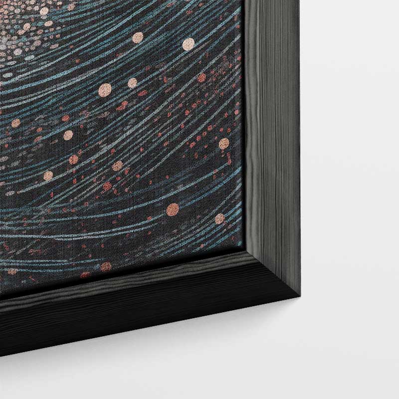 Dansende Sterrenhemel – kunstwerk met zwarte baklijst