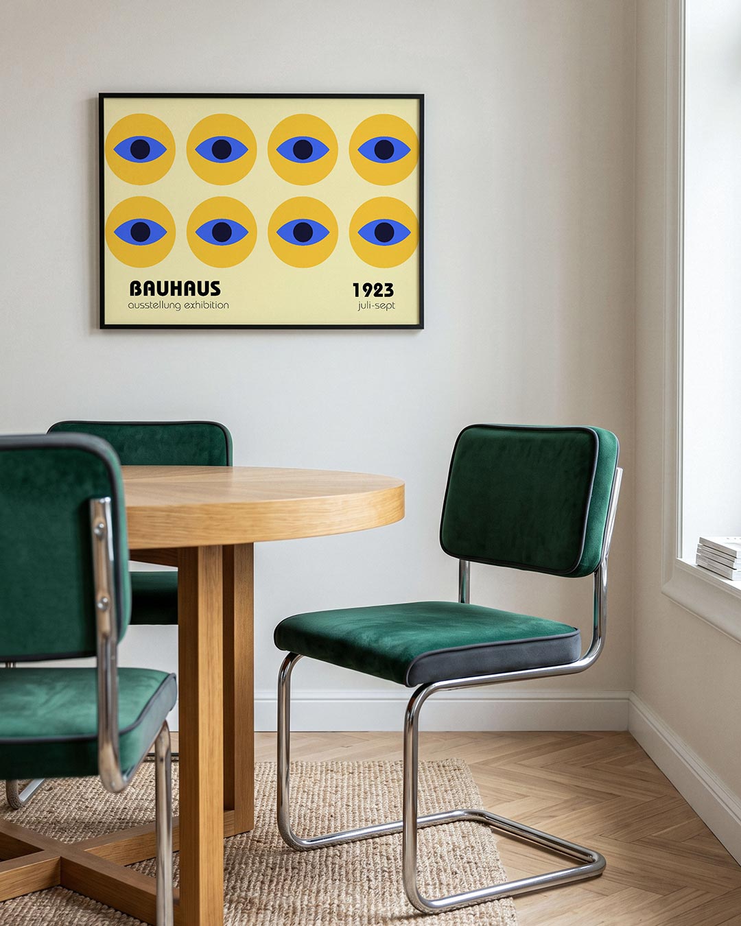 Oogvormen herhaling – liggende Bauhaus poster voor aan de muur