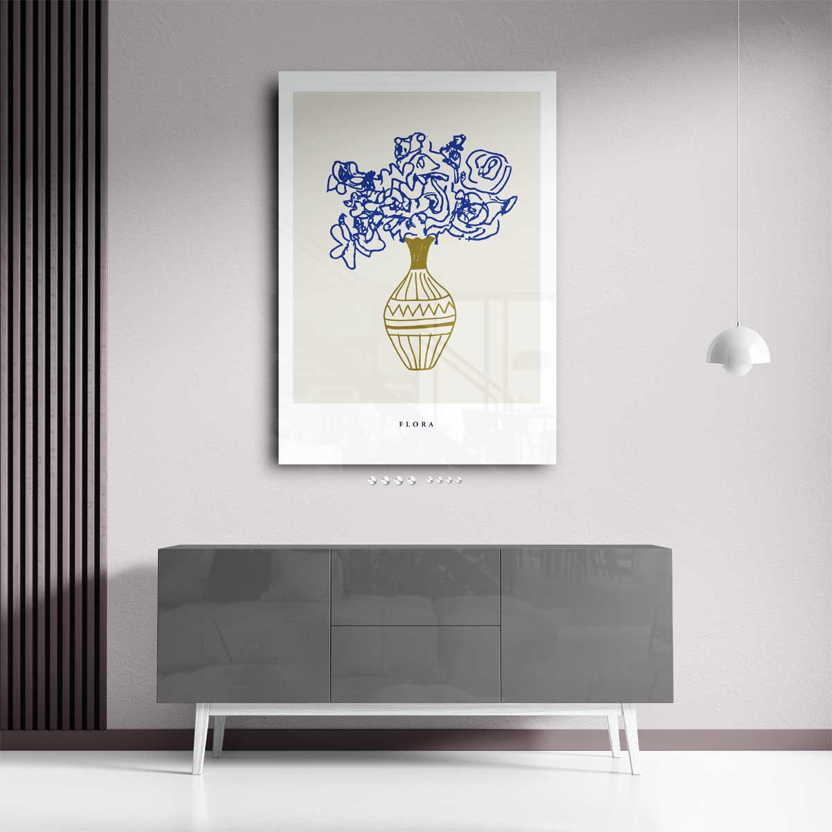 Bloeiend Geel en Blauw – staand kunstwerk voor modern interieur