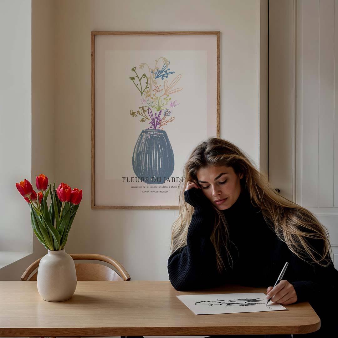 Modern Bloemenkunstwerk – bloemen poster in staand formaat