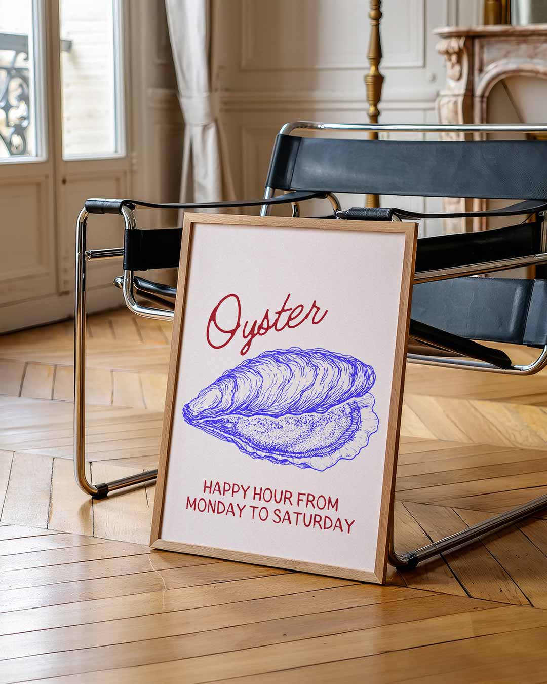 Oester Happy Hour – zomerse wandkunst als portret poster