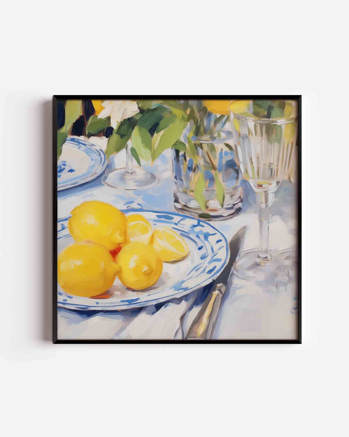 Citroenen op tafel – keuken vierkante poster als wanddecoratie