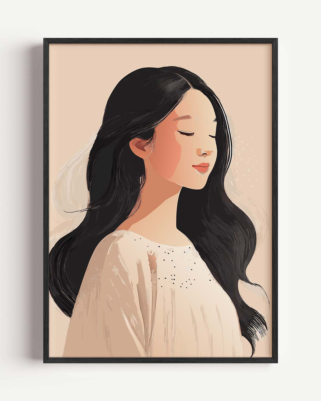 Serene Elegantie Vrouwenportret – zomer portret poster als wanddecoratie