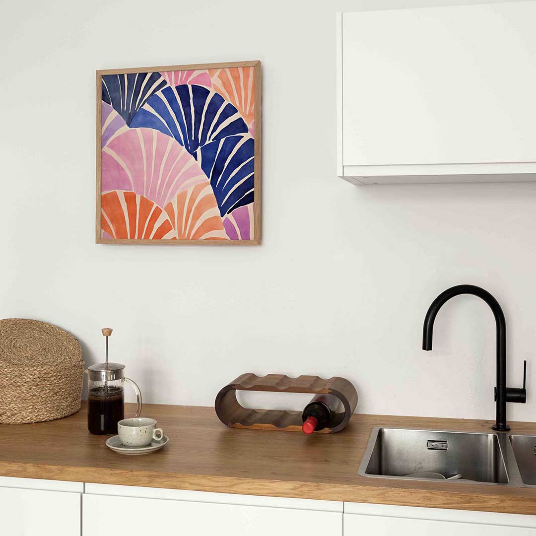 Abstracte waaiervorm – Aziatische poster in vierkant formaat