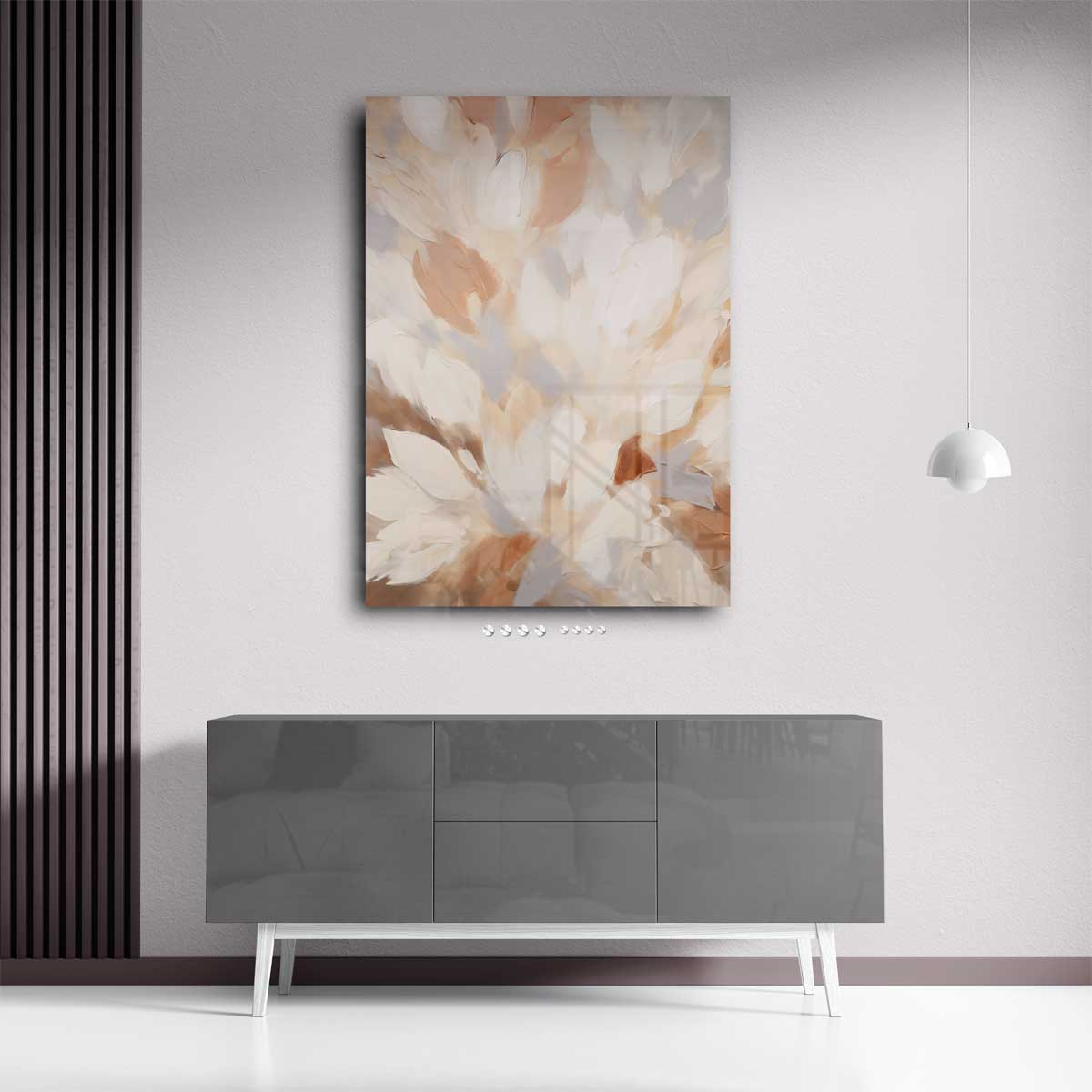 Bloemen in Neutrale Tinten – plexiglas wanddecoratie in portret formaat