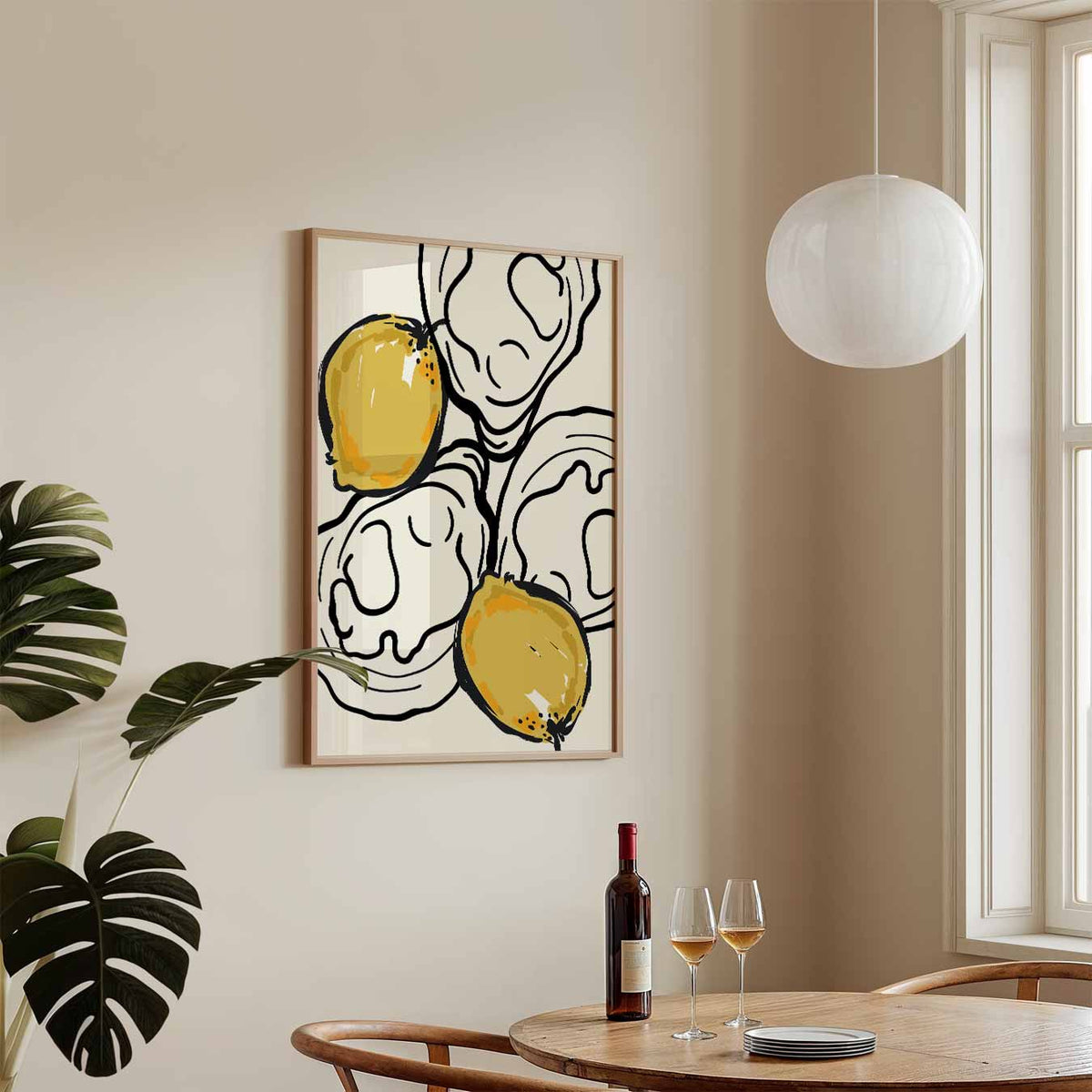 Moderne Citroenillustratie – keukenposter in staand formaat