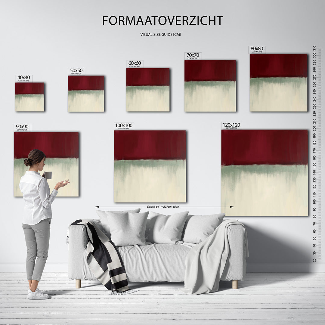 Horizontale kleurenlagen kunstwerk – materiaalweergave – dit werk toont een compositie van horizontale kleurvlakken. De