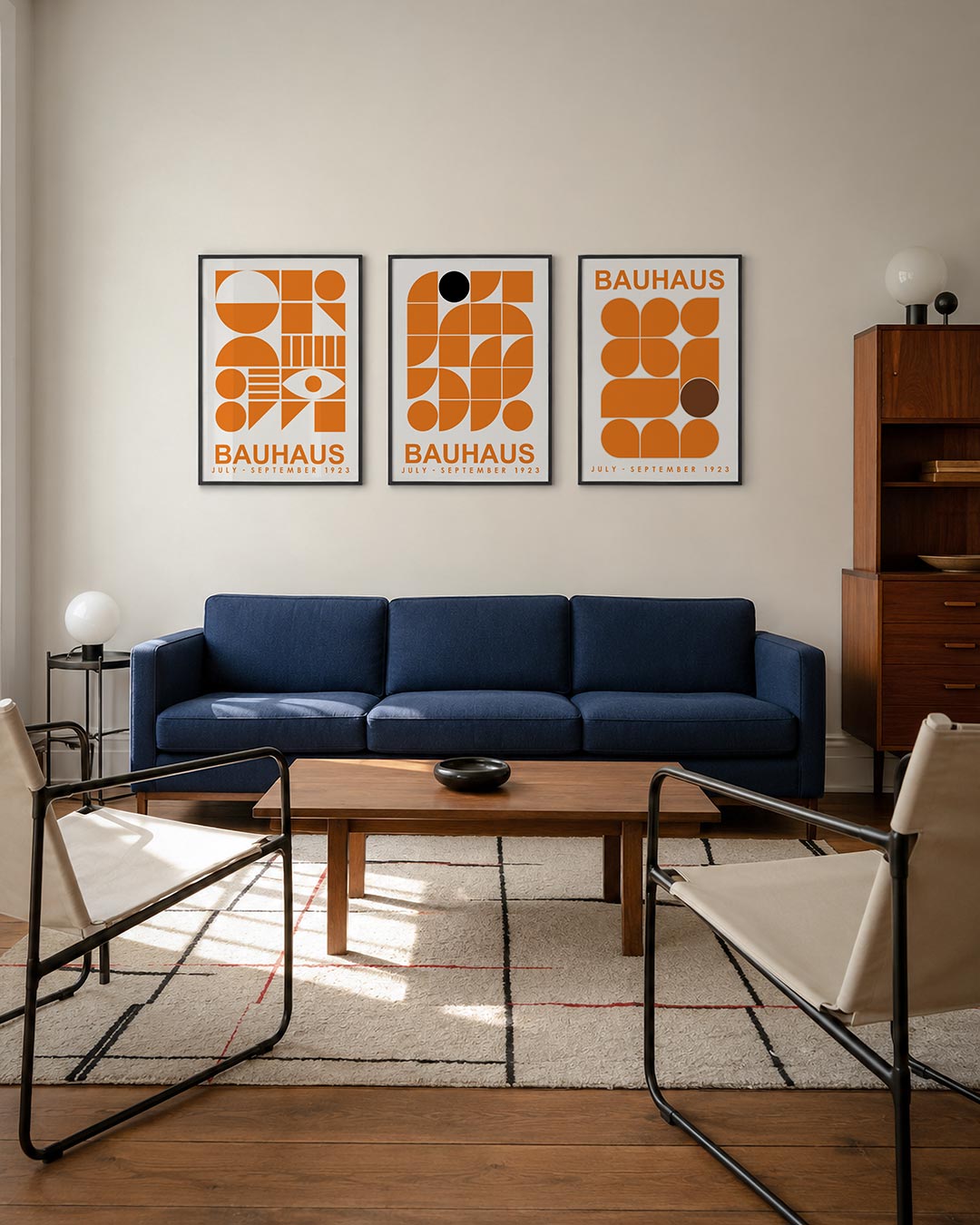 Vormen en vlakken driedelige posterset – deze posterset in drie delen toont een speelse mix van cirkels, halve cirkels