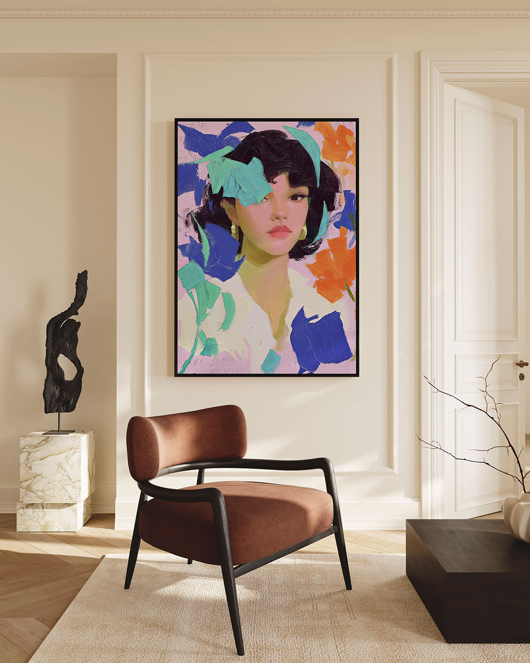 Vrouwelijk portret met kleuren – Vrouwelijk – staande wanddecoratie