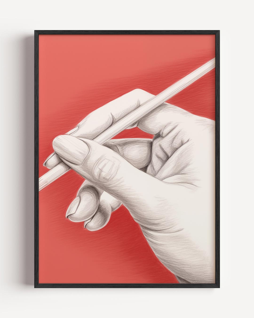 Handgetekende Kunst: Elegante Hand – abstracte portret poster als wanddecoratie