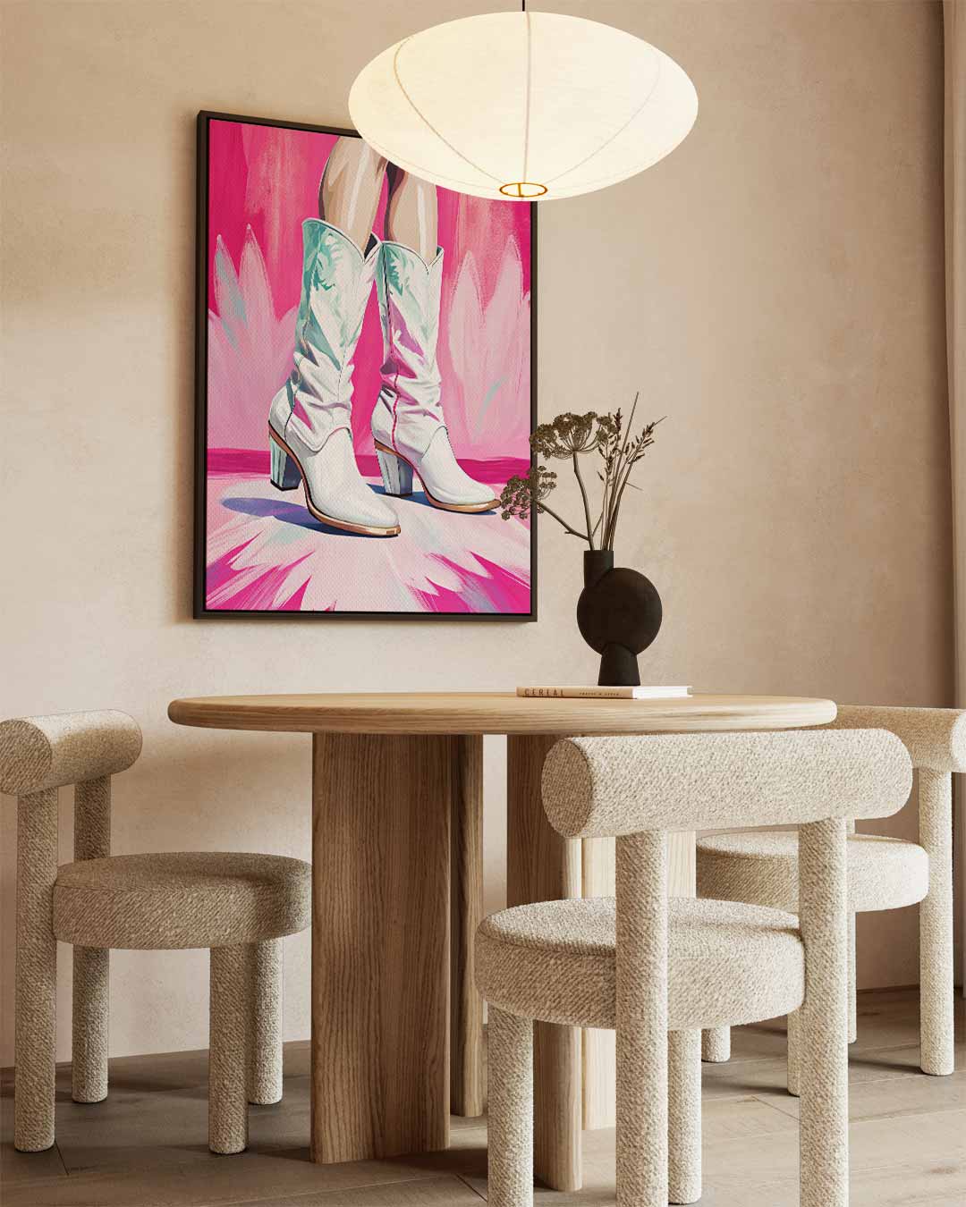 Glanzende Westerse Laarzen – canvas wanddecoratie in portret formaat