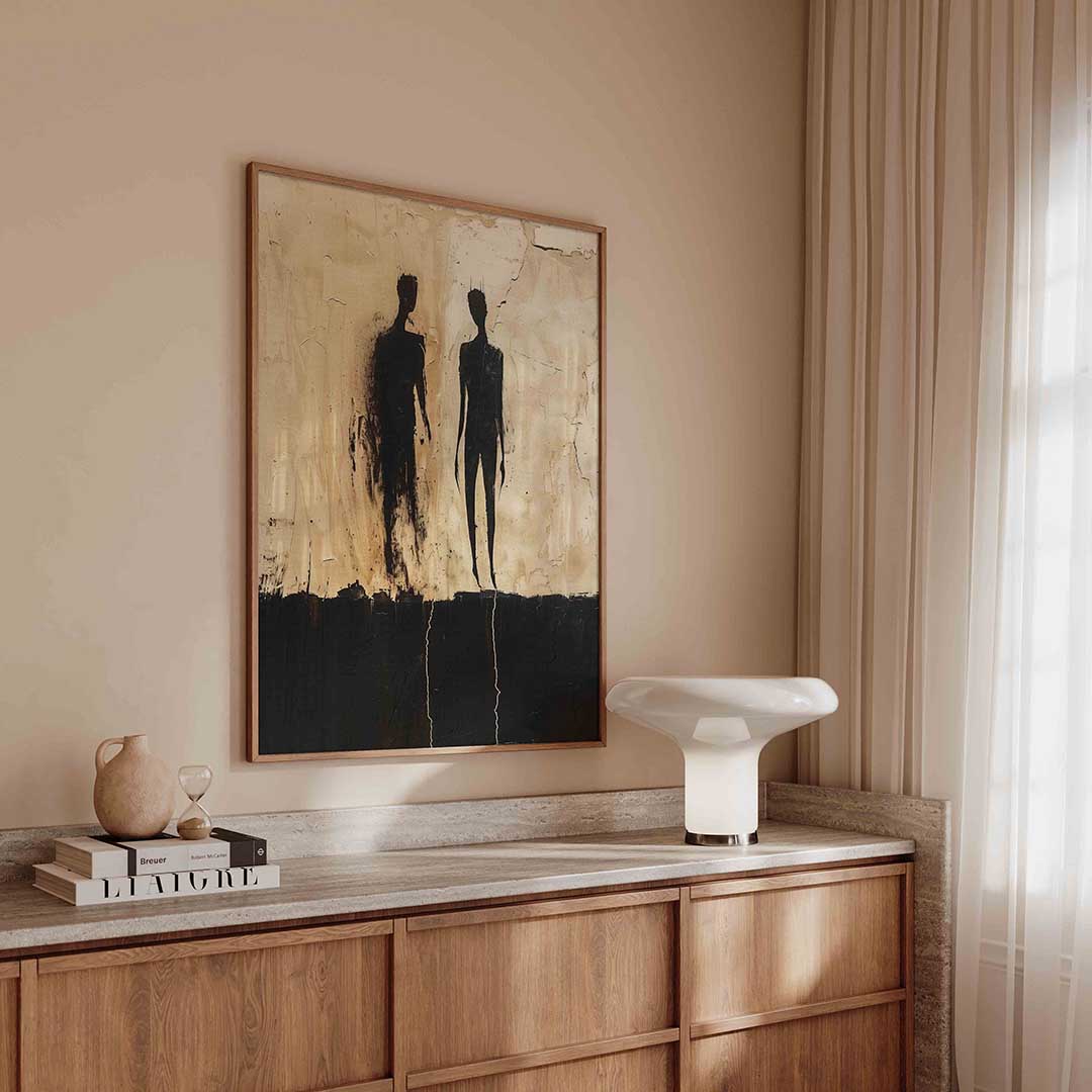 Twee silhouetten – abstracte poster in staand formaat