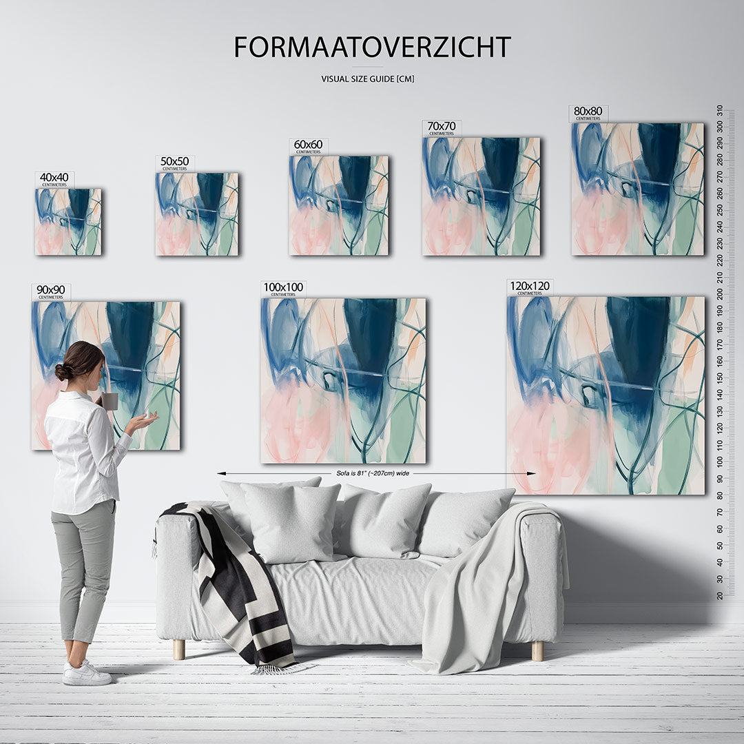 Vloeiende kleurencompositie kunstwerk – materiaalweergave – dit werk toont een dynamisch spel van vloeiende lijnen en zachte