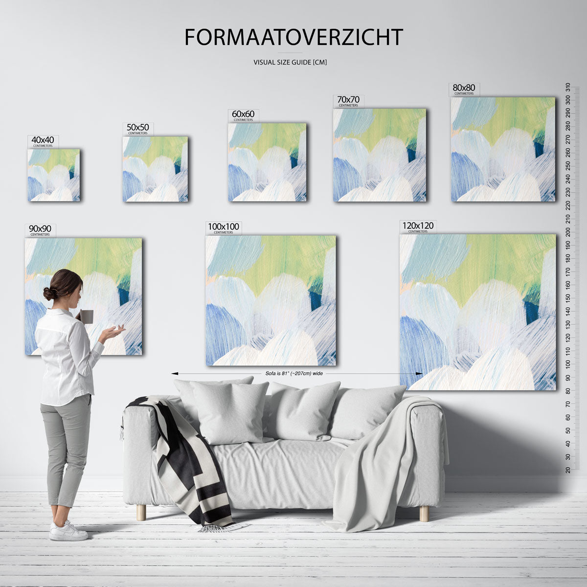 Abstracte penseelstreken – vierkante muurposter met artistieke uitstraling