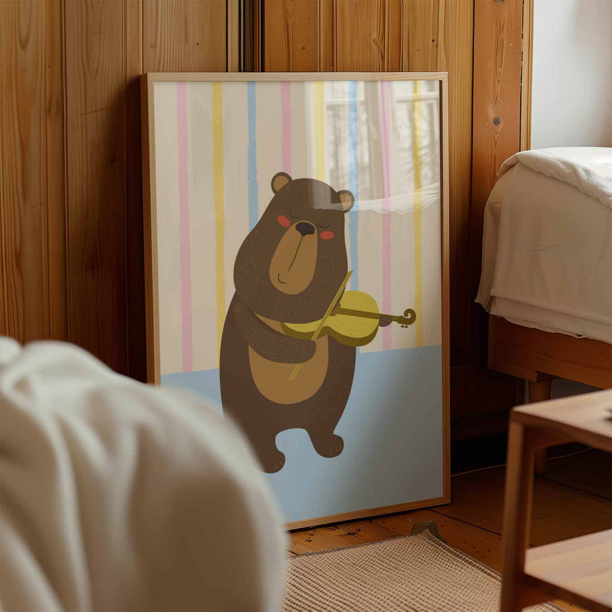 Muzikale Beer – kinderposter in staand formaat