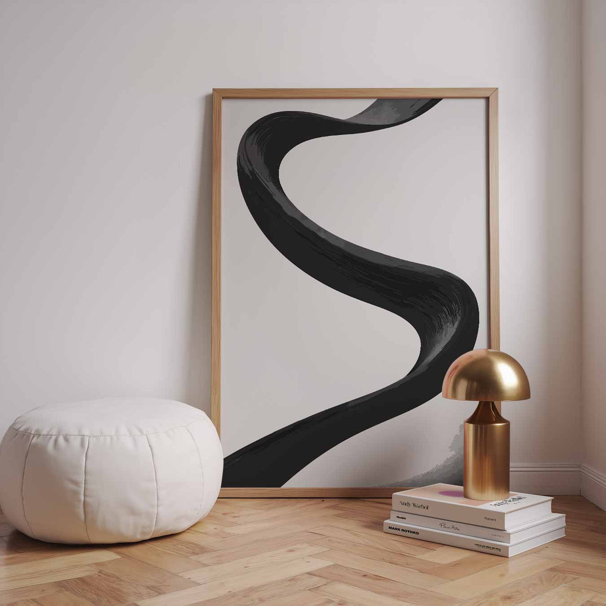Elegante Zwarte Krul Wandkunst – staande kleurrijke abstracte wanddecoratie van WallArtistic