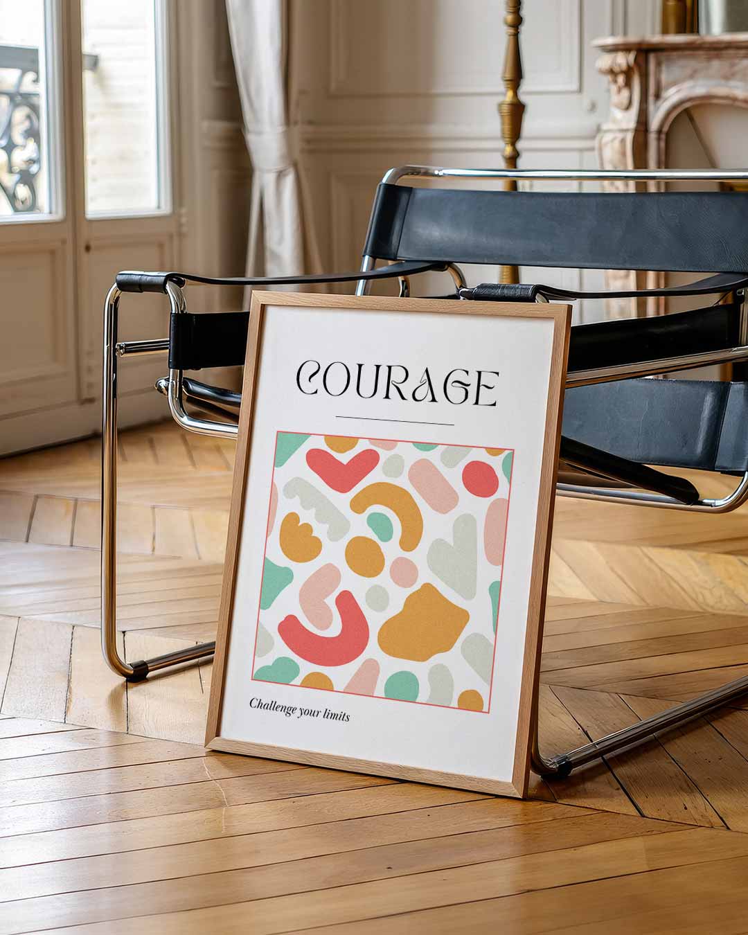 Kleurrijke Moed – quote poster als inspirerende wanddecoratie