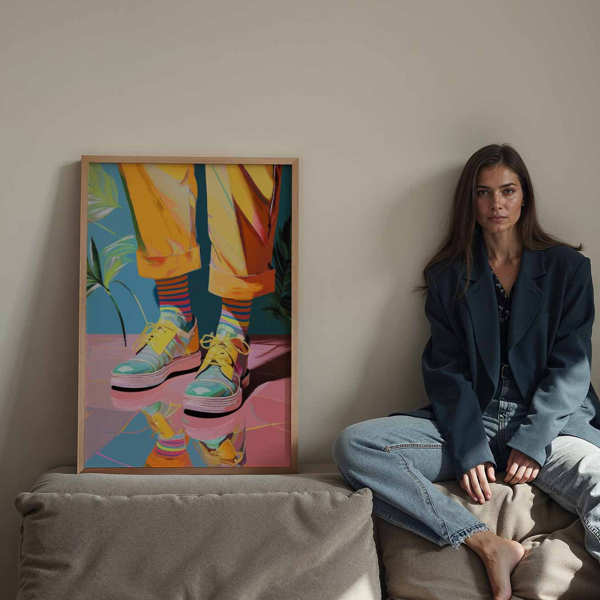 Vrolijke Sneaker Vibes – Streetart wandkunst als portret poster