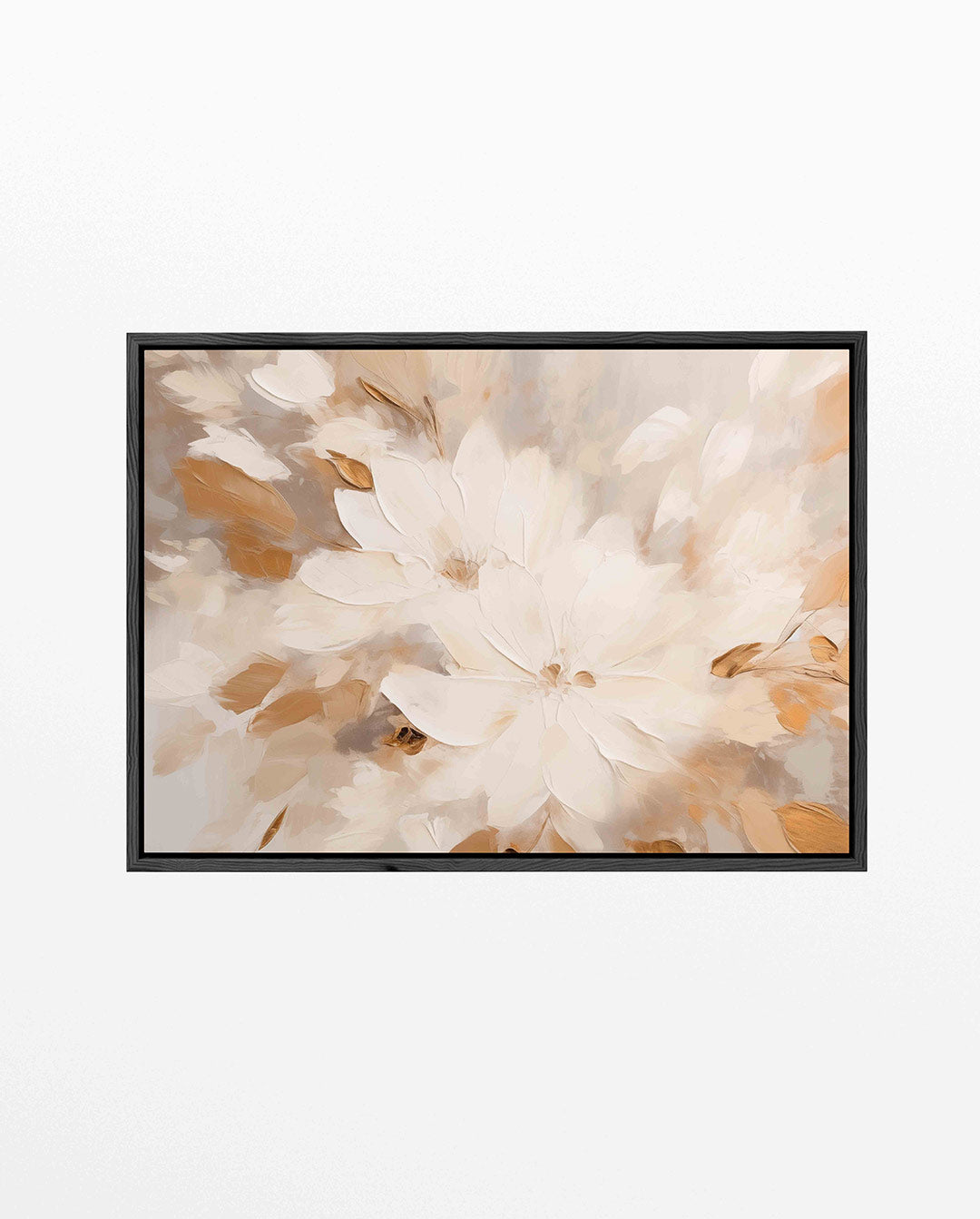 Bloemrijke compositie – Beige – liggend bloemen kunstwerk