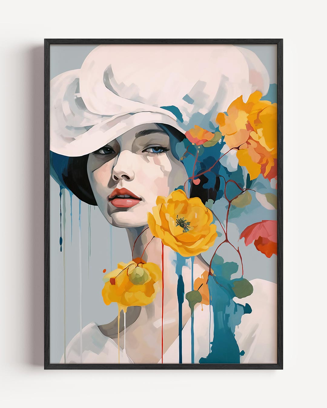 Dromerige Bloemenportret – vrouwelijk portret poster als wanddecoratie