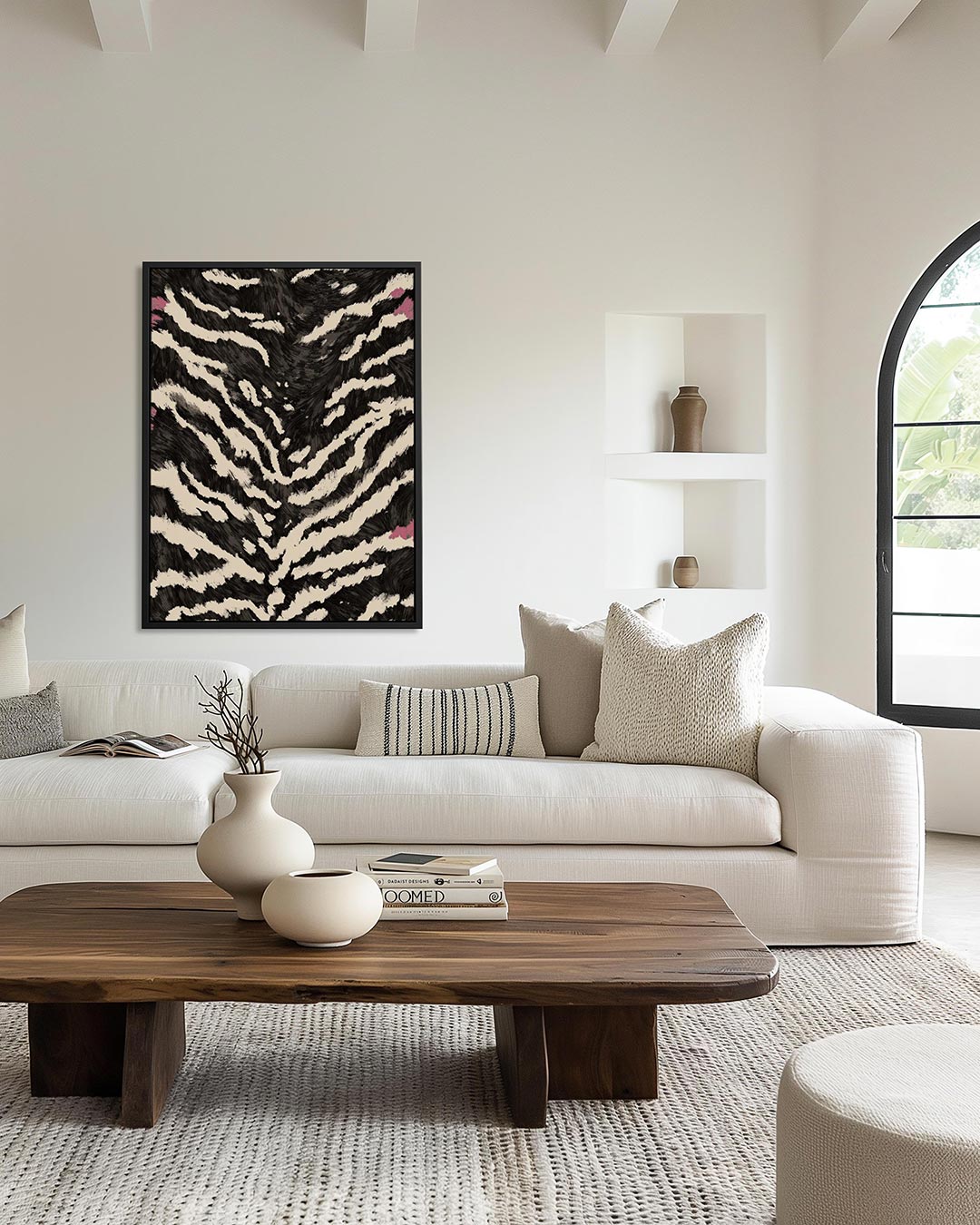 Dynamisch strepenpatroon – moderne staande wandkunst