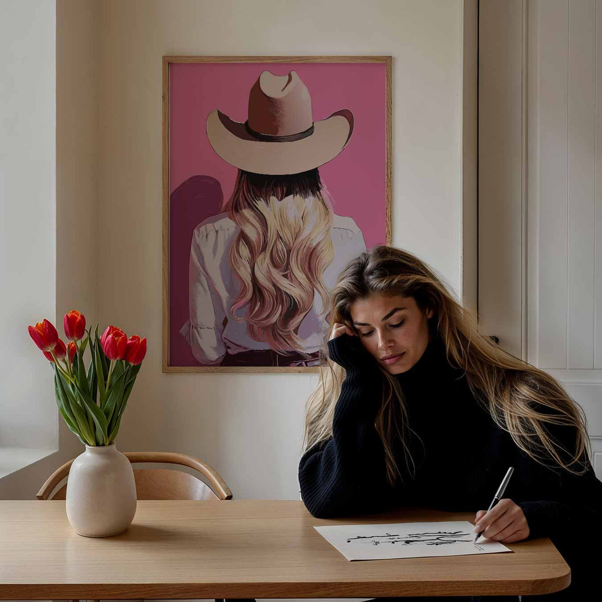 Stijlvolle Cowgirl – paasposter in staand formaat