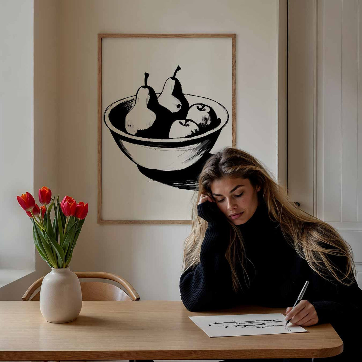 Smaakvolle Fruitschaal Illustratie – keuken portret poster, afbeelding 7