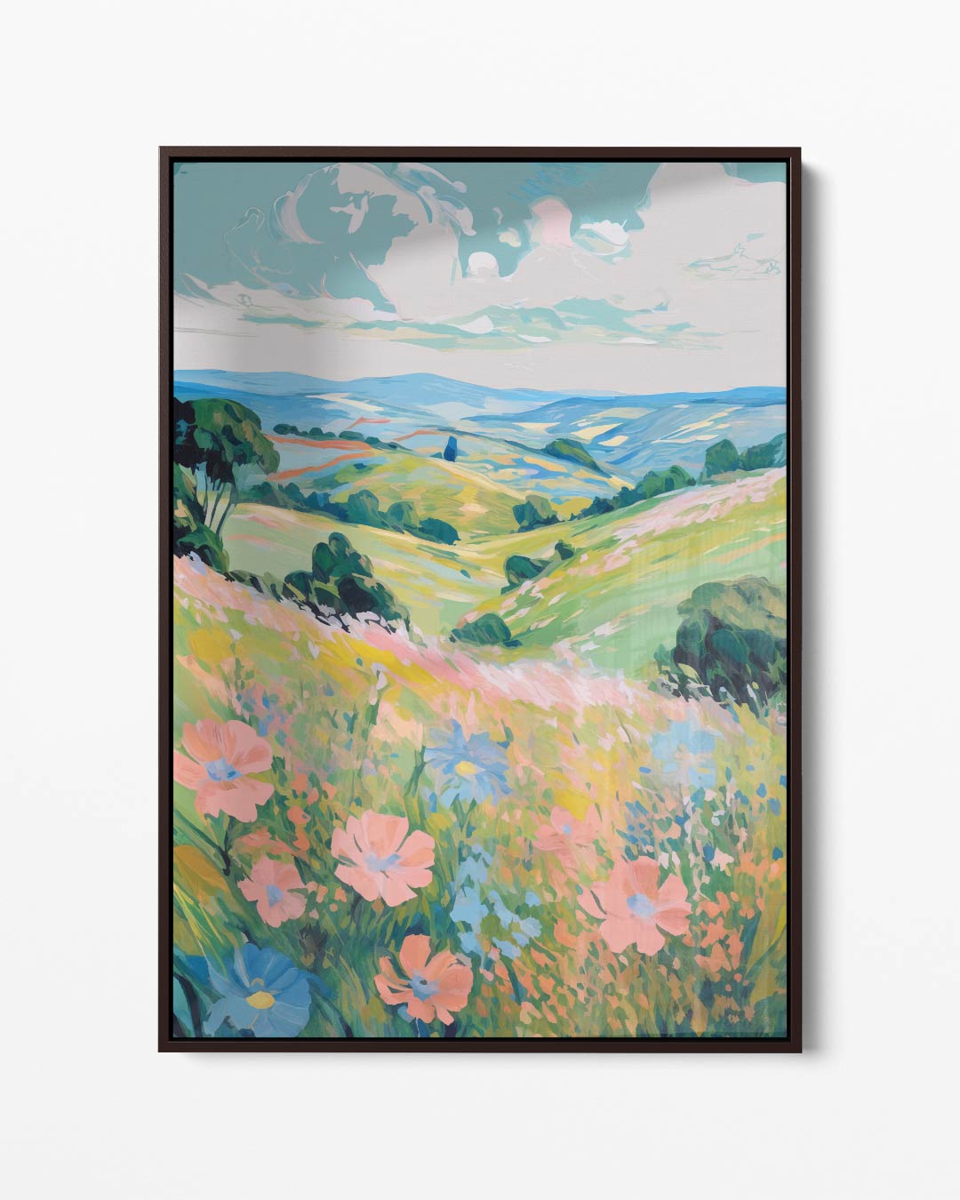 Zomerse Bloemenweide – portret kunstwerk als wanddecoratie