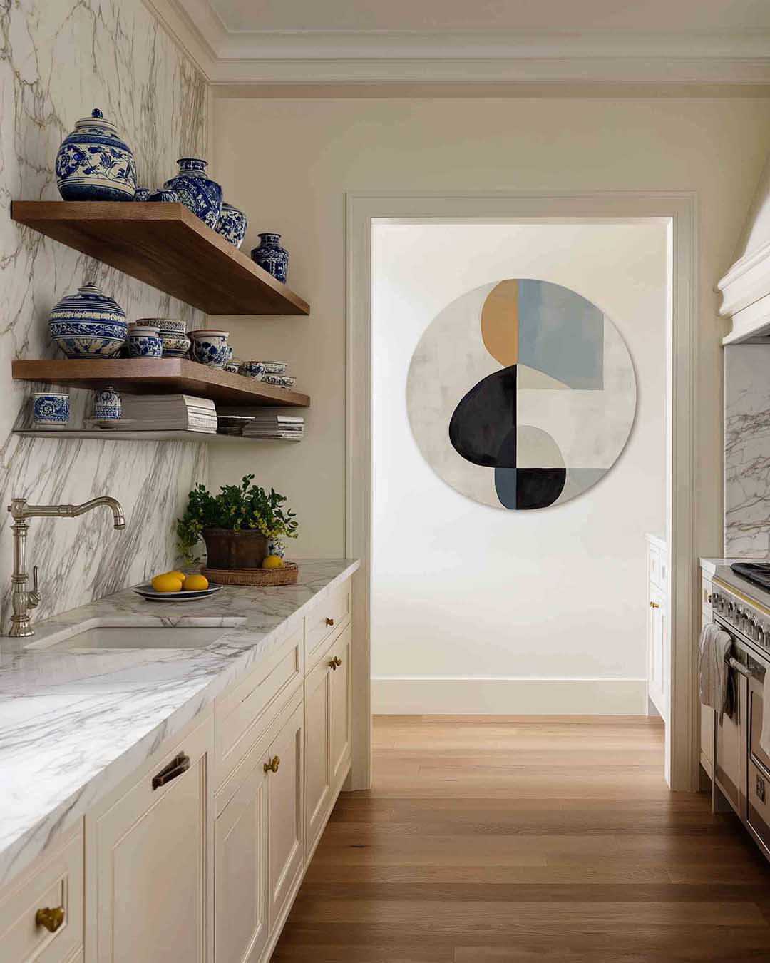 Geometrische vormen – moderne abstracte muurcirkel voor aan de muur