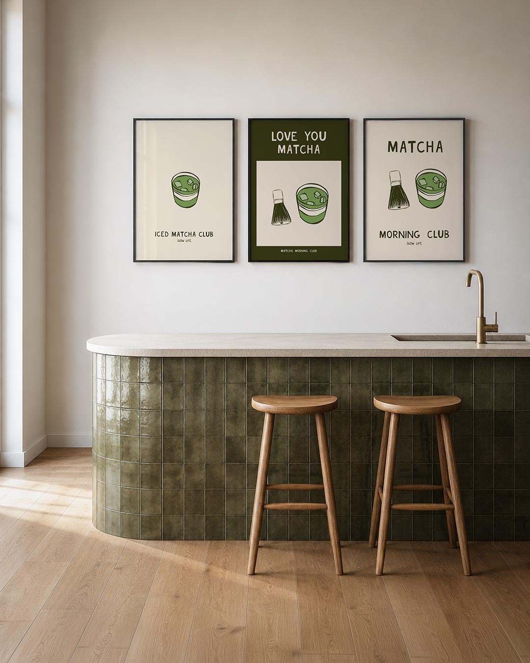 Groene drank illustratie posterset – tweede productweergave – een eenvoudige tekening van een groen drankje met