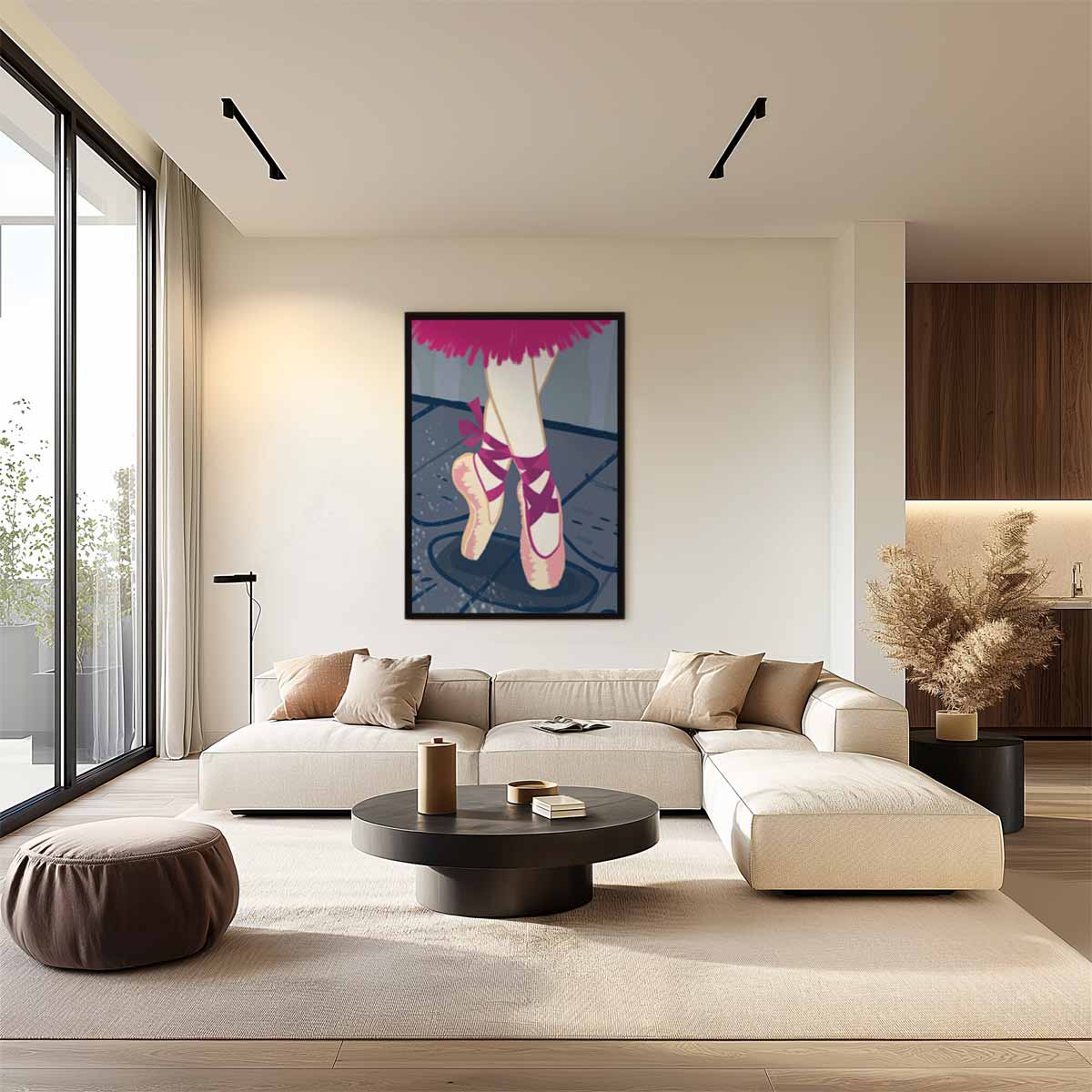 Elegante Balletschoenen in Beweging – dibond wanddecoratie in staand formaat