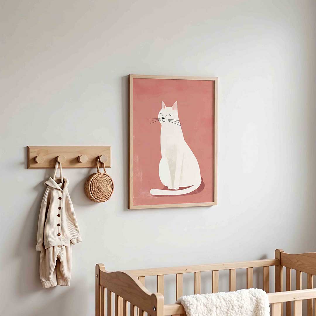 Witte kat – kinderposter in staand formaat