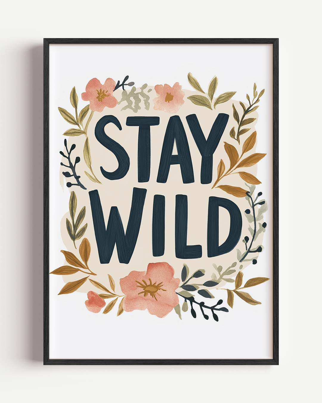 Stay Wild Bloemenposter – kids portret poster als wanddecoratie