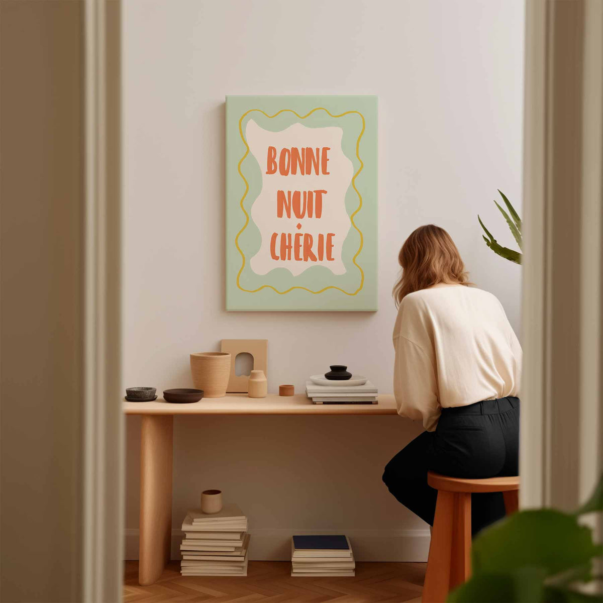 Bonne Nuit Chérie – staande wandkunst voor woonkamer of interieur