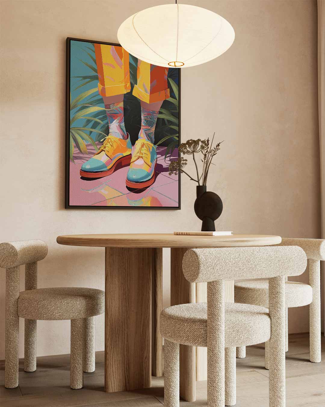 Kleurrijke Sokker Fantasie – dibond wanddecoratie in staand formaat