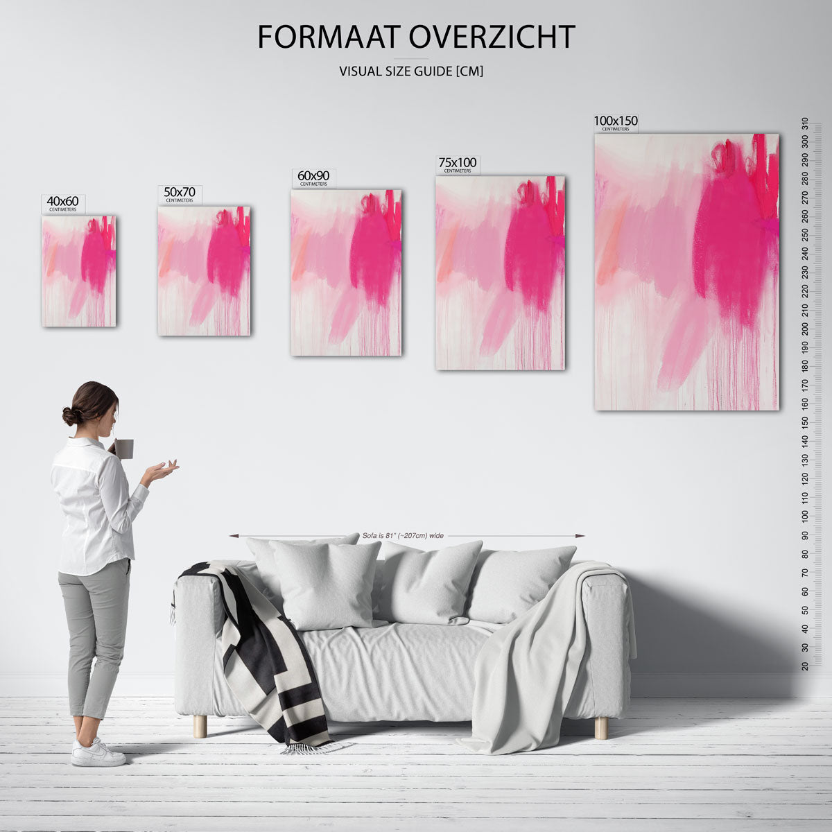 Vloeiende kleurencompositie – staand wanddecoratie kunstwerk