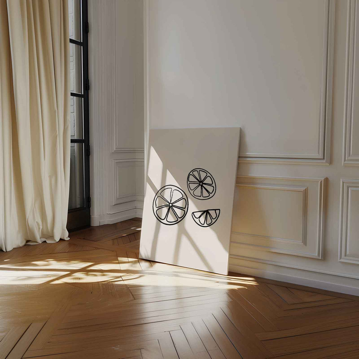 Zomerse Citrus Slices Illustratie – staand kunstwerk voor modern interieur