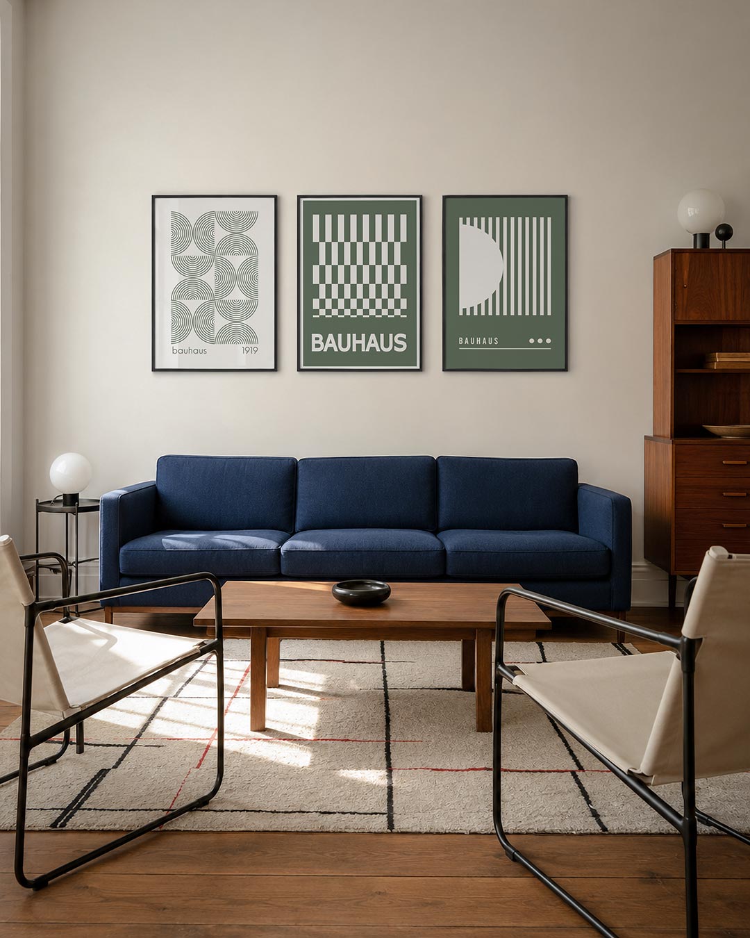 Cirkelritme posterset – derde productweergave – deze posterset in drie delen toont een spel van halve en hele cirkels met