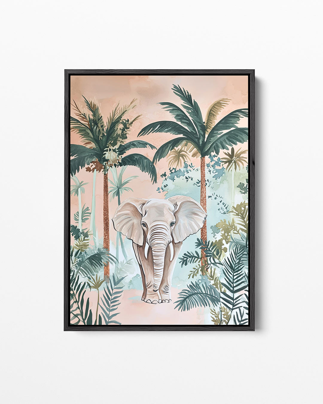 Olifant in tropisch bos – staand wanddecoratie kunstwerk